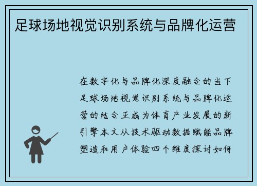 足球场地视觉识别系统与品牌化运营